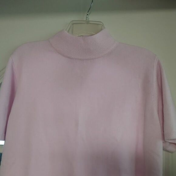 New Susan Graver Pink Short Sleeve Mock Neck Sweater Size Women's 1X - Picture 2 of 3